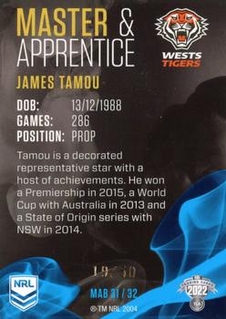 2022 NRL Traders - Master & Apprentice Blue #MAB31 James Tamou Back